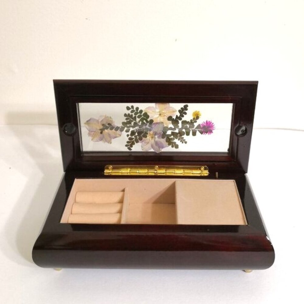 Wood Dried Flower Musical Jewelry Box -Nadia's Theme